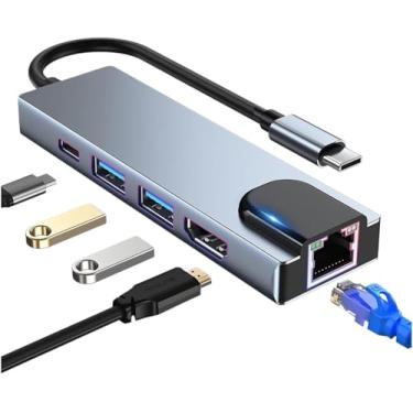 Imagem de Adaptador HDMI USB C Hub 5 em 1 - Dock Station Multiportos Com USB e HDMI