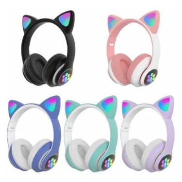Imagem de Fone Orelha De Gato Headphone Gatinho Com Led Fone Bluetooth - catP33M