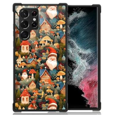 Imagem de ZHEGAILIAN Capa compatível com Samsung Galaxy S23 Ultra, capa fofa de casa de cogumelo de Papai Noel para Samsung Galaxy S23 Ultra, capa de proteção antiderrapante de TPU macio para Samsung Galaxy S23