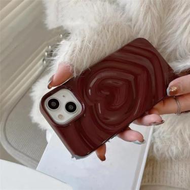 Imagem de Brilhante 3D plissado coração amoroso coração caixa de telefone para iPhone 15 11 12 13 14 Pro Max Candy Color Wave Shape Creative Soft Back Cover, S3, para iphone 12