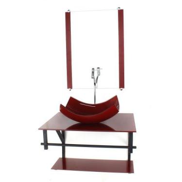 Imagem de Gabinete de vidro para banheiro 60cm ap cuba retangular curvada  verme