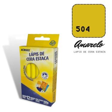 Imagem de Lapis de Cera Estaca Acrilex 100g Amarelo Limao