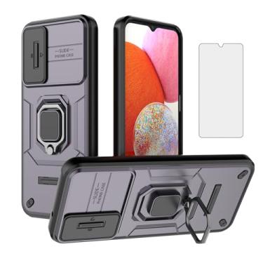 Imagem de Asuwish Capa de telefone para Samsung Galaxy A14/M14 5G com capa de câmera deslizante de vidro temperado protetor de tela suporte suporte robusto fino celular híbrido protetor A 14 4G 14A 14M G5