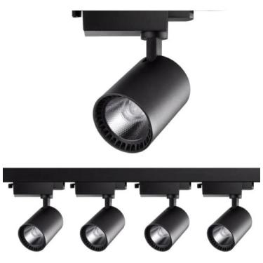 Imagem de Kit Trilho Eletrificado 1m + 4 Spot Led 7w Branco Quente 3500k Preto -