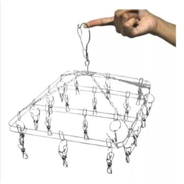 Imagem de Varal Para Roupas Intimas Meias 100% Inox 20 Clipes Teto - Varal Inox