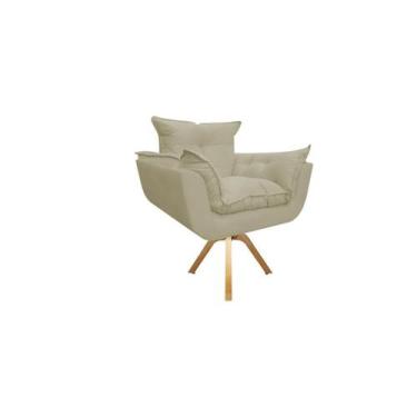 Imagem de Poltrona Decorativa Opala Base Giratória Suede Bege Mz Decor - Mazzero