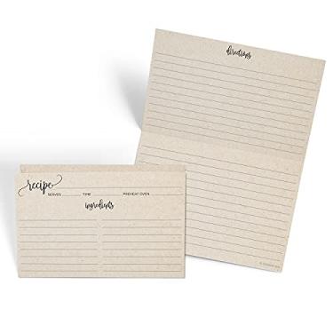 Imagem de 321Done Cartões de receitas dobráveis (conjunto de 50) – Dobra para 10 x 15 cm de 20 x 15 cm – Dupla face da Cozinha do Design Vintage Rustic Kraft – Cartolina pesada – Para Chá de Noiva – Feito nos EUA