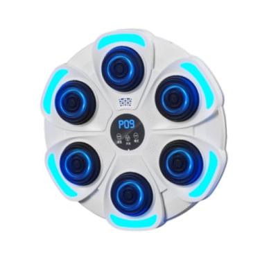 Imagem de Dynwave Máquina de boxe musical, alvo de parede, treinador de boxe, foco iluminado, modo de treinamento, velocidade ajustável, almofada de perfuração, saco de, Branco