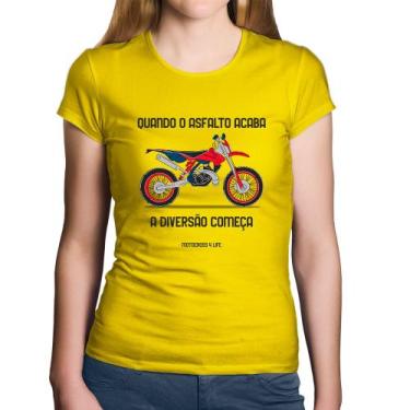 Imagem de Baby Look Algodão Motocross 4 Life - Foca na Moda, Amarelo, GG