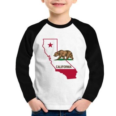 Imagem de Camiseta Raglan Infantil Califórnia Manga Longa - Foca na Moda, Branco