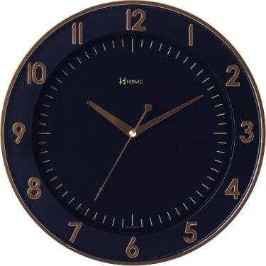 Imagem de Relógio Parede 35cm Preto Tic-tac Dourado Ouro Herweg 6803