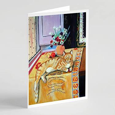 Imagem de Caroline's Treasures 7079GCA7P Cartões de felicitações e envelopes para gatos, pacote com 8, 7 x 5, multicolorido