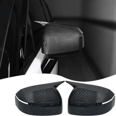 Imagem de MUXEE Capa de espelho lateral, para Hyundai Santa Fe 2024 2025, 2 peças, conjuntos de capa de seta com buzina, acessórios esportivos para carros - Fibra de carbono