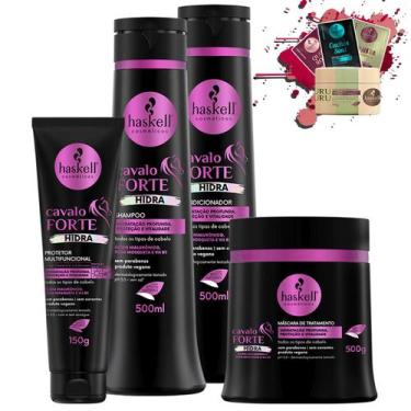 Imagem de Kit Haskell Cavalo Forte Hidra Sh, Cond, Masc 500 e Protetor