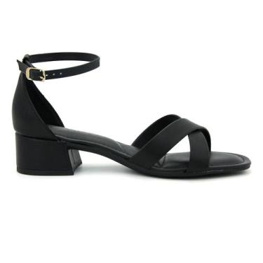 Imagem de Sandalia Via Uno 853008 Salto Grosso Baixo Casual Feminino, 35, Preto