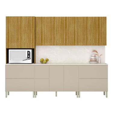 Imagem de Conjunto de Armarios Modulados Art com 11 Portas e 4 Gavetas Freijo/vanilla/riscatto Freijo