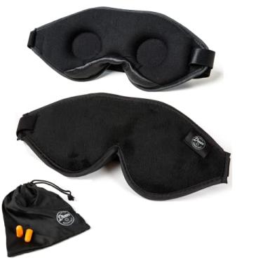 Imagem de Dream Essentials - Conjunto de máscara de dormir Escape 3D, tampões de ouvido e bolsa de transporte, sombra moldada para homens e mulheres, contornada, ponte nasal, bloco de luz, espuma de memória