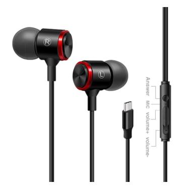 Imagem de Fone de ouvido USB C para iPhone 15 16 Pro Max, USB tipo C, fones de ouvido com fio, microfone, controle de volume para MacBook Pro, laptop, Samsung Galaxy S24, etc