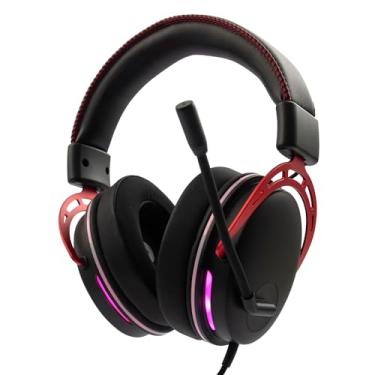 Imagem de Fones de ouvido USB 7.1 RadioShack Gaming – Som surround imersivo, drivers de 50 mm, faixa de frequência de 20Hz-20kHz, impedância de 32Ω, design preto e vermelho para jogadores
