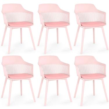 Imagem de Kit 6 Cadeiras De Jantar Estofada Marcela - Rosa