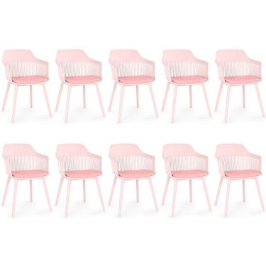 Imagem de Kit 10 Cadeiras De Jantar Estofada Marcela - Rosa