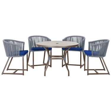 Imagem de Mesa Com 4 Cadeiras E Noronha Estofado 10 Trama Original Prata