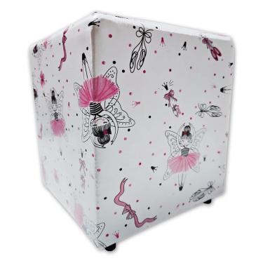 Imagem de Mini Puff Banqueta Quadrado Cubo Decorativo Courino e Suede Bailarina Rosa Courino