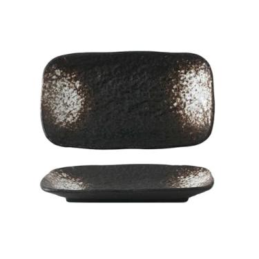 Imagem de Prato retangular de sushi pintado à mão de alta temperatura quadrado doméstico japonês branco floco de neve