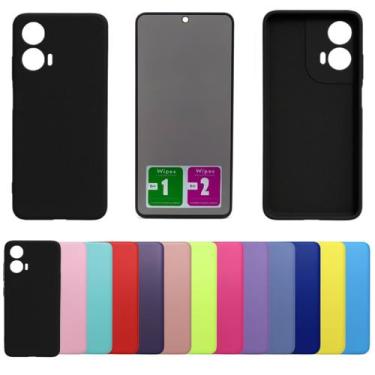 Imagem de Kit Capa Aveludada Para Moto G04 G24 + Pelicula Privacidade - Mustangs