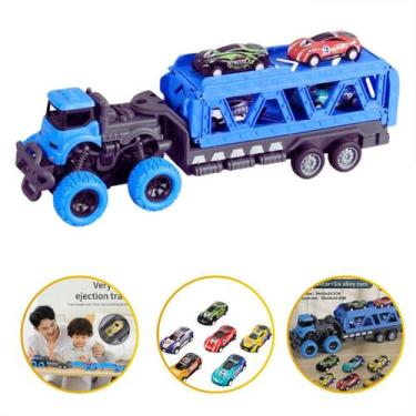 Imagem de Caminhão Cegonha Birnquedo Grande 6 Miniatura Pista Lançado - Arca dis