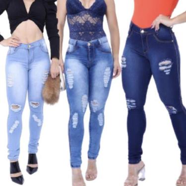 Imagem de Kit com 3 Calças Feminino Jeans Hot Pants Menor Preço - Ababil, 42
