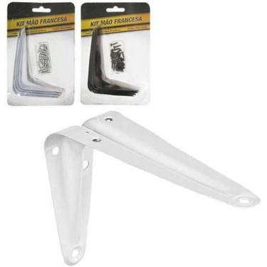 Imagem de Cantoneira Mao Francesa de Metal Preta Branca com 4 Pecas com 24 Paraf