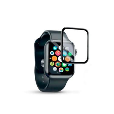 Imagem de AMET Película Blindada c/ *Proteção de Tela 03 meses para Apple Watch series 10 / 46mm, Ultra HD, 9H, Toque Sensível, Anti-marcas digitais, Fácil de instalar aplicador Magic Watch, Transparente/Preto