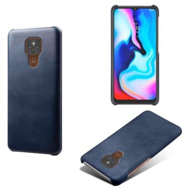 Imagem de Capa para MOTO E7 Plus,Proteção contra quedas,Casca de volta de cor sólida simples,Design de couro de imitação de plástico-Blue