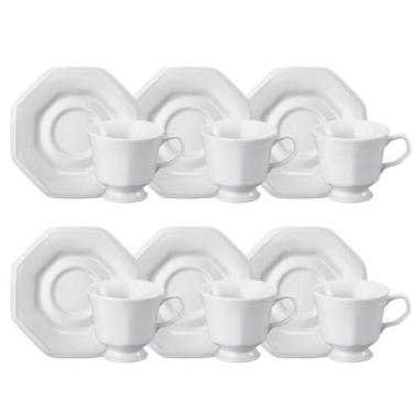 Imagem de Conjunto 6 Xicaras Chá com Pires 200ml Porcelana Schmidt - Mod. Prisma