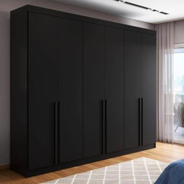 Imagem de Guarda-Roupa Casal 6 Portas 4 Gavetas Theodore 231 cm - Preto
