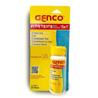 Imagem de Fita Teste Para piscinas 5 em 1 Com 25 Fitas Genco