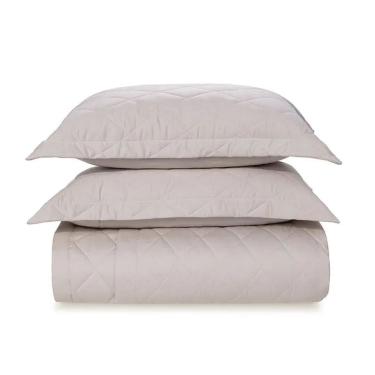 Imagem de Jogo de Colcha King Algodão Egípcio Cetim 300 Fios Toque Supremo 3 Peças Bossa Karsten