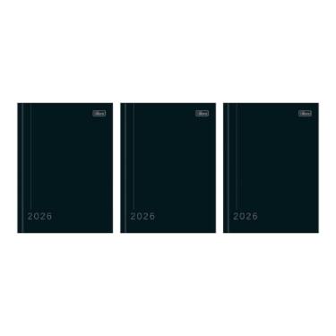 Imagem de Agenda Tilibra Pequena Pepper Pacote Econômico com 3 Kit Escritório Capa Dura Diária 12 x 16 160 Folhas