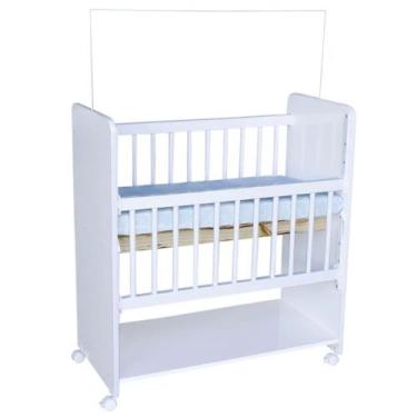 Imagem de Mini Berço New Baby Com Colchão e Grade Móvel - Bebe Completo, Branco