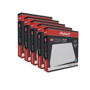 Imagem de Kit 5 Painel Led 18w Sobrepor Branco 6500k - AVANT
