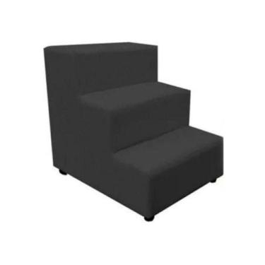 Imagem de Escada Escadinha Pet Cachorro 3 Degraus Rampa Suede Grace Cinza - Blac