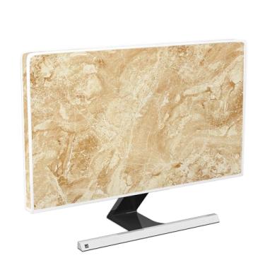 Imagem de Baocicco Capa de monitor de computador à prova d'água de mármore âmbar de 56, 61, 61 cm, textura abstrata, capa de corpo inteiro para tela de computador compatível com iMac 24, 22-25 PC, desktop e TV