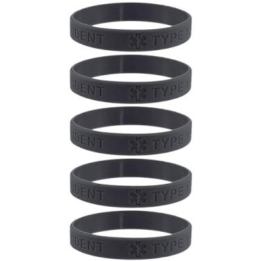 Imagem de Max Petals Pulseira de silicone para identificação de alerta médico tipo 1 tipo 1 tamanho adulto (20 cm), Medium, Silicone, Sem Pedra Preciosa