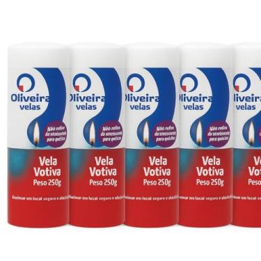 Imagem de Vela7 Dias Branca 250g de Parafina Pura - Pacote com 5 Unidades (Tradicional, branco e vermelho)