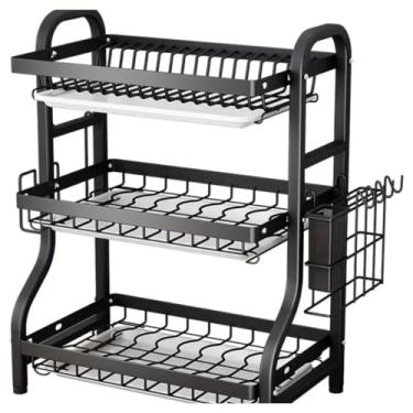 Imagem de Escorredor de Louças Aço Inoxidável 2 Ou 3 Andares Preto(Escorredor 3 Andares)