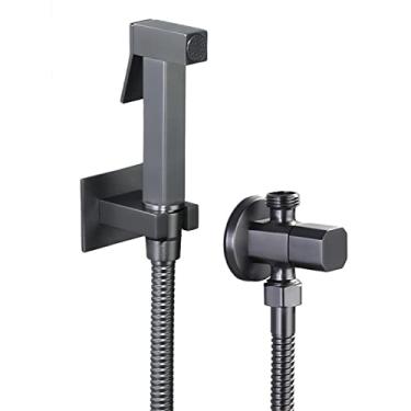 Imagem de ifgswopq Spray de jato de vaso sanitário para WC pulverizador de bidê portátil kit de chuveiro bidê de banheiro latão de água fria sem perfuração G1 / válvula de 5 cm mangueira de spray de chuveiro de