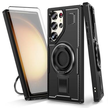 Imagem de Asuwish Capa de celular para Samsung Galaxy S23 Ultra 5G com protetor de tela de vidro temperado e suporte de anel à prova de choque acessórios para celular S23Ultra 23S S 23 23Ultra 6,8 polegadas