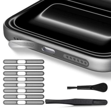 Imagem de 8 peças de protetor contra poeira para alto-falante para iPhone 17 Pro Max compatível com fone de ouvido para iPhone 17 Pro Max, adesivo de malha antipoeira, acessórios para iPhone 17 Pro Max, prata