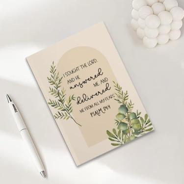 Imagem de Caderno da Bíblia com folhas, presentes cristãos para mulheres, cadernos de diário A5 para anotações de escritório, caderno de diário cristão de 21 x 14,7 cm, planejador de oração das escrituras